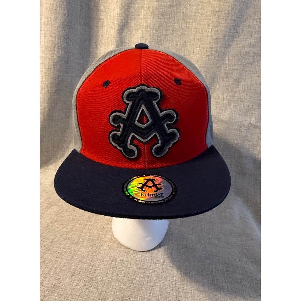 Akademiks Red Gray Navy Blue Letter A Snapback Baseball Cap Hat NWOT
